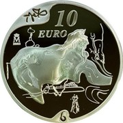 Spain 10 Euro Salvador Dali - El gran masturbador 2004 Proof KM# 1055 DALÍ 10 M EURO 2003 coin reverse Spain 10 Euro Salvador Dali - El gran masturbador 2004 Proof KM# 1055 DALÍ 10 M EURO 2003 coin reverse