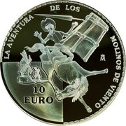 Spain 10 Euro Don Quixote - Windmills 2005 (M) Proof KM# 1104 LA AVENTURA DE LOS MOLINOS DE VIENTO M 10 EURO coin reverse Spain 10 Euro Don Quixote - Windmills 2005 (M) Proof KM# 1104 LA AVENTURA DE LOS MOLINOS DE VIENTO M 10 EURO coin reverse