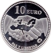 Spain 10 Euro Peace and Liberty 2005 Proof KM# 1065 10 EURO PAZ Y LIBERTAD coin reverse Spain 10 Euro Peace and Liberty 2005 Proof KM# 1065 10 EURO PAZ Y LIBERTAD coin reverse
