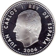 Spain 10 Euro 20th Anniversay of EU Accession of Spain and Portugal 2006 (M) Proof KM# 1119 2006 JUAN CARLOS I REY DE ESPAÑA coin obverse