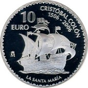 Spain 10 Euro Columbus - La Santa Maria 2006 (M) Proof KM# 1114 CRISTOBAL COLÓN 1506 - 2006 10 EURO M LA SANTA MARÍA coin reverse