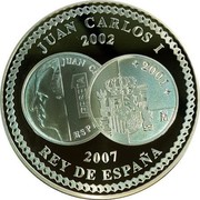 Spain 10 Euro 5th Anniversary of the Euro 2007 Proof KM# 1126 JUAN CARLOS I 2002 JUAN C 2001 PESETA ESP M 2007 REY DE ESPAÑA coin obverse Spain 10 Euro 5th Anniversary of the Euro 2007 Proof KM# 1126 JUAN CARLOS I 2002 JUAN C 2001 PESETA ESP M 2007 REY DE ESPAÑA coin obverse