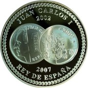 Spain 10 Euro 5th Anniversary of the Euro 2007 Proof KM# 1125 JUAN CARLOS I 2002 JUAN C 2001 PESETA ESP M 2007 REY DE ESPAÑA coin obverse Spain 10 Euro 5th Anniversary of the Euro 2007 Proof KM# 1125 JUAN CARLOS I 2002 JUAN C 2001 PESETA ESP M 2007 REY DE ESPAÑA coin obverse