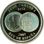 Spain 10 Euro 5th Anniversary of the Euro 2007 Proof KM# 1124 JUAN CARLOS I 2002 2007 REY DE ESPAÑA coin obverse Spain 10 Euro 5th Anniversary of the Euro 2007 Proof KM# 1124 JUAN CARLOS I 2002 2007 REY DE ESPAÑA coin obverse