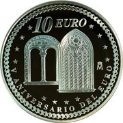 Spain 10 Euro 5th Anniversary of the Euro 2007 Proof KM# 1124 10 EURO M V ANIVERSARIO DEL EURO coin reverse Spain 10 Euro 5th Anniversary of the Euro 2007 Proof KM# 1124 10 EURO M V ANIVERSARIO DEL EURO coin reverse
