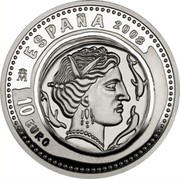 Spain 10 Euro Numismatic Treasures - Hispano-Greek Drachma 2008 Proof KM# 1194 10 EURO M ESPAÑA 2008 coin obverse Spain 10 Euro Numismatic Treasures - Hispano-Greek Drachma 2008 Proof KM# 1194 10 EURO M ESPAÑA 2008 coin obverse