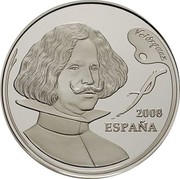 Spain 10 Euro Velazquez 2008 Proof KM# 1190 2008 ESPAÑA VELÁZQUEZ coin obverse Spain 10 Euro Velazquez 2008 Proof KM# 1190 2008 ESPAÑA VELÁZQUEZ coin obverse