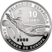 Spain 10 Euro Soccer European Champions 2008 Proof KM# 1192 SELECCIÓN ESPAÑOLA M 10 EURO 2008 CAMPEONES DE EUROPA coin reverse Spain 10 Euro Soccer European Champions 2008 Proof KM# 1192 SELECCIÓN ESPAÑOLA M 10 EURO 2008 CAMPEONES DE EUROPA coin reverse