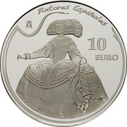 Spain 10 Euro Velazquez 2008 Proof KM# 1190 PINTORES ESPAÑOLES M 10 EURO coin reverse Spain 10 Euro Velazquez 2008 Proof KM# 1190 PINTORES ESPAÑOLES M 10 EURO coin reverse