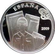 Spain 10 Euro Dali - Retrospective Bust of a Woman 2009 Proof KM# 1209 ESPAÑA DALÍ 2009 coin obverse Spain 10 Euro Dali - Retrospective Bust of a Woman 2009 Proof KM# 1209 ESPAÑA DALÍ 2009 coin obverse