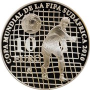 Spain 10 Euro Football World Cup in South Africa 2009 Proof KM# 1143 COPA MUNDIAL DE LA FIFA SUDÁFRICA 2010 10 EURO M coin reverse Spain 10 Euro Football World Cup in South Africa 2009 Proof KM# 1143 COPA MUNDIAL DE LA FIFA SUDÁFRICA 2010 10 EURO M coin reverse