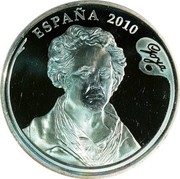Spain 10 Euro Goya - The Clothed Maja 2010 Proof KM# 1178 ESPAÑA 2010 GOYA coin obverse Spain 10 Euro Goya - The Clothed Maja 2010 Proof KM# 1178 ESPAÑA 2010 GOYA coin obverse