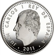 Spain 10 Euro International Year of Chemistry 2011 Proof KM# 1185 JUAN CARLOS I REY DE ESPAÑA 2011 coin obverse