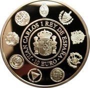Spain 10 Euro Ibero American series 2011 Proof KM# 1220 JUAN CARLOS I REY DE ESPAÑA 10 EURO coin obverse