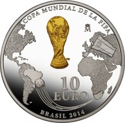 Spain 10 Euro FIFA World Cup 2012 Proof KM# 1257 COPA MUNDIAL DE LA FIFA M 10 EURO BRASIL 2014 coin reverse Spain 10 Euro FIFA World Cup 2012 Proof KM# 1257 COPA MUNDIAL DE LA FIFA M 10 EURO BRASIL 2014 coin reverse