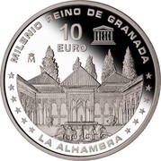 Spain 10 Euro 1000th Anniversary of Kingdom of Granada 2013 Proof KM# 1292 MILENIO REINO DE GRANADA 10 EURO UNESCO M LA ALHAMBRA coin reverse Spain 10 Euro 1000th Anniversary of Kingdom of Granada 2013 Proof KM# 1292 MILENIO REINO DE GRANADA 10 EURO UNESCO M LA ALHAMBRA coin reverse