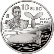 Spain 10 Euro 125th Anniversary of the Isaac Peral submarine 2013 Proof KM# 1284 10 EURO M ISAAC PERAL coin reverse Spain 10 Euro 125th Anniversary of the Isaac Peral submarine 2013 Proof KM# 1284 10 EURO M ISAAC PERAL coin reverse