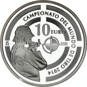 Spain 10 Euro World Shooting Championship 2014 (M) Proof KM# 1329 CAMPEONATO MUNDIAL DE TIRO 2014 10 EURO M coin reverse Spain 10 Euro World Shooting Championship 2014 (M) Proof KM# 1329 CAMPEONATO MUNDIAL DE TIRO 2014 10 EURO M coin reverse