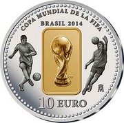 Spain 10 Euro FIFA World Cup 2014 Proof KM# 1314 COPA MUNDIAL DE LA FIFA BRASIL 2014 10 EURO M coin reverse Spain 10 Euro FIFA World Cup 2014 Proof KM# 1314 COPA MUNDIAL DE LA FIFA BRASIL 2014 10 EURO M coin reverse