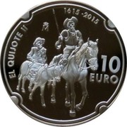 Spain 10 Euro 400th Anniversary of the Second Edition of Don Quixote 2015 (M) Proof KM# 1347 EL QUIJOTE II 1615-2015 10 EURO M coin reverse Spain 10 Euro 400th Anniversary of the Second Edition of Don Quixote 2015 (M) Proof KM# 1347 EL QUIJOTE II 1615-2015 10 EURO M coin reverse