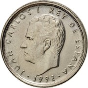 Spain 10 Pesetas Juan Carlos I Type 2 denomination 1992 KM# 903 JUAN CARLOS I REY DE ESPAÑA 1992 coin obverse Spain 10 Pesetas Juan Carlos I Type 2 denomination 1992 KM# 903 JUAN CARLOS I REY DE ESPAÑA 1992 coin obverse