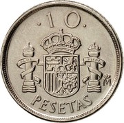 Spain 10 Pesetas Juan Carlos I Type 2 denomination 1992 KM# 903 10 PLUS ULTRA M PESETAS coin reverse Spain 10 Pesetas Juan Carlos I Type 2 denomination 1992 KM# 903 10 PLUS ULTRA M PESETAS coin reverse