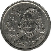 Spain 10 Pesetas Francisco de Quevedo 1995 KM# 947 1995 D FRANCO DE QUEBEDO ESPAÑA coin obverse Spain 10 Pesetas Francisco de Quevedo 1995 KM# 947 1995 D FRANCO DE QUEBEDO ESPAÑA coin obverse