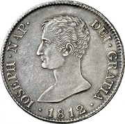 Spain 10 R Joseph Napolean 1812 RN KM# 541 IOSEPH NAP DEI GRATIA 1812 coin obverse Spain 10 R Joseph Napolean 1812 RN KM# 541 IOSEPH NAP DEI GRATIA 1812 coin obverse