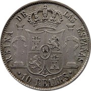Spain 10 Reales Isabel II 1854 KM# 595.3 10 REALES REINA DE LAS ESPAÑAS coin reverse Spain 10 Reales Isabel II 1854 KM# 595.3 10 REALES REINA DE LAS ESPAÑAS coin reverse