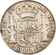 Spain 10 Reales 1861 KM# 611.3 Kingdom Decimal Coinage REINA DE LAS ESPAÑAS 10 REALES coin reverse Spain 10 Reales 1861 KM# 611.3 Kingdom Decimal Coinage REINA DE LAS ESPAÑAS 10 REALES coin reverse