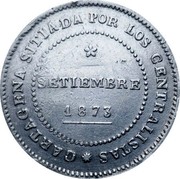Spain 10 Reales Cantonal Revolution 1873 KM# 715 CARTAGENA SITIADA POR LOS CENTRALISTAS SETIEMBRE 1873 coin obverse Spain 10 Reales Cantonal Revolution 1873 KM# 715 CARTAGENA SITIADA POR LOS CENTRALISTAS SETIEMBRE 1873 coin obverse