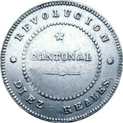 Spain 10 Reales Cantonal Revolution 1873 KM# 715 REVOLUCION CANTONAL DIEZ REALES coin reverse Spain 10 Reales Cantonal Revolution 1873 KM# 715 REVOLUCION CANTONAL DIEZ REALES coin reverse