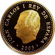 Spain 100 Euro FIFA World Cup - Germany 2003 (M) Proof KM# 1077 2003 JUAN CARLOS I REY DE ESPAÑA coin obverse Spain 100 Euro FIFA World Cup - Germany 2003 (M) Proof KM# 1077 2003 JUAN CARLOS I REY DE ESPAÑA coin obverse