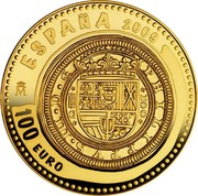 Spain 100 Euro Numismatic Jewels - Centen 2009 Proof KM# 1167 ESPAÑA 2009 M 100 EURO PHILIPPVS III D G 100 C coin obverse Spain 100 Euro Numismatic Jewels - Centen 2009 Proof KM# 1167 ESPAÑA 2009 M 100 EURO PHILIPPVS III D G 100 C coin obverse