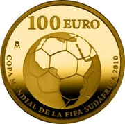 Spain 100 Euro FIFA World Cup 2009 Proof KM# 1215 100 EURO M COPA MUNDIAL DE LA FIFA SUDÁFRICA 2010 coin reverse Spain 100 Euro FIFA World Cup 2009 Proof KM# 1215 100 EURO M COPA MUNDIAL DE LA FIFA SUDÁFRICA 2010 coin reverse