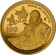 Spain 100 Euro Miguel de Cervantes Saavedra 2013 Proof KM# 1289 MIGUEL DE CERVANTES M 100 EURO coin reverse Spain 100 Euro Miguel de Cervantes Saavedra 2013 Proof KM# 1289 MIGUEL DE CERVANTES M 100 EURO coin reverse