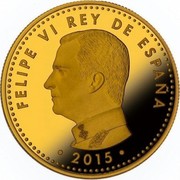 Spain 100 Euro 400th Anniversary of the Don Quixote. Part Two 2015 (M) Proof KM# 1349 FELIPE VI REY DE ESPAÑA 2015 coin obverse