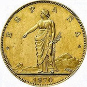 Spain 100 Pesetas Provisional Government 1870 SD-M KM# 664 1870 ESPAÑA coin obverse Spain 100 Pesetas Provisional Government 1870 SD-M KM# 664 1870 ESPAÑA coin obverse