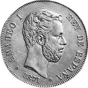 Spain 100 Pesetas 1871 SD-M KM# 668b Third Decimal Coinage ALFONSO I REY DE ESPAÑA 1871 coin obverse Spain 100 Pesetas 1871 SD-M KM# 668b Third Decimal Coinage ALFONSO I REY DE ESPAÑA 1871 coin obverse