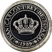 Spain 100 Pesetas Palenque 1989 Proof KM# 834 JUAN CARLOS I REY DE ESPAÑA 1989 coin obverse Spain 100 Pesetas Palenque 1989 Proof KM# 834 JUAN CARLOS I REY DE ESPAÑA 1989 coin obverse