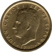 Spain 100 Pesetas 1992 KM# 908 Kingdom (1949 - Present) JUAN CARLOS I REY DE ESPAÑA 1992 coin obverse Spain 100 Pesetas 1992 KM# 908 Kingdom (1949 - Present) JUAN CARLOS I REY DE ESPAÑA 1992 coin obverse