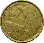 Spain 100 Pesetas Way of St. James 1993 (M) KM# 922 CAMINO DE SANTIAGO 100 PESETAS M ESPAÑA coin reverse Spain 100 Pesetas Way of St. James 1993 (M) KM# 922 CAMINO DE SANTIAGO 100 PESETAS M ESPAÑA coin reverse