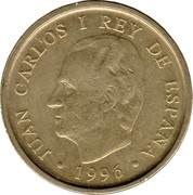 Spain 100 Pesetas National Library 1996 (M) KM# 964 JUAN CARLOS I REY DE ESPAÑA 1996 coin obverse Spain 100 Pesetas National Library 1996 (M) KM# 964 JUAN CARLOS I REY DE ESPAÑA 1996 coin obverse