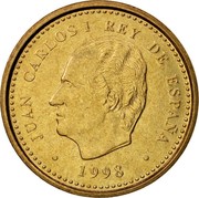 Spain 100 Pesetas Juan Carlos I 1998 (M) KM# 989 JUAN CARLOS I REY DE ESPAÑA 1998 coin obverse