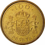 Spain 100 Pesetas Juan Carlos I 1998 (M) KM# 989 100 PLUS ULTRA M PESETAS coin reverse
