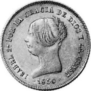 Spain 100 Reales Isabel II 1850 DG KM# 594.2 ISABEL 2 POR LA GRACIA DE DIOS Y LA CONST 1850 coin obverse Spain 100 Reales Isabel II 1850 DG KM# 594.2 ISABEL 2 POR LA GRACIA DE DIOS Y LA CONST 1850 coin obverse