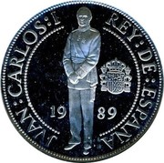 Spain 1000 Pesetas Capture of Granada 1989 Proof KM# 837 JVAN CARLOS I REY DE ESPAÑA 19 89 coin obverse Spain 1000 Pesetas Capture of Granada 1989 Proof KM# 837 JVAN CARLOS I REY DE ESPAÑA 19 89 coin obverse