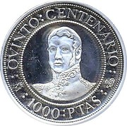 Spain 1000 Pesetas Simon Bolivar and San Martin 1991 Proof KM# 886 1991 JVAN CARLOS I REY DE ESPAÑA coin obverse Spain 1000 Pesetas Simon Bolivar and San Martin 1991 Proof KM# 886 1991 JVAN CARLOS I REY DE ESPAÑA coin obverse