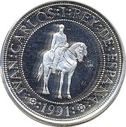 Spain 1000 Pesetas Simon Bolivar and San Martin 1991 Proof KM# 886 1000 PTAS M QVINTO CENTENARIO coin reverse Spain 1000 Pesetas Simon Bolivar and San Martin 1991 Proof KM# 886 1000 PTAS M QVINTO CENTENARIO coin reverse