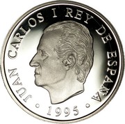 Spain 1000 Pesetas Atlanta Olympics 1995 Proof KM# 952 JUAN CARLOS I REY DE ESPAÑA 1995 coin obverse Spain 1000 Pesetas Atlanta Olympics 1995 Proof KM# 952 JUAN CARLOS I REY DE ESPAÑA 1995 coin obverse